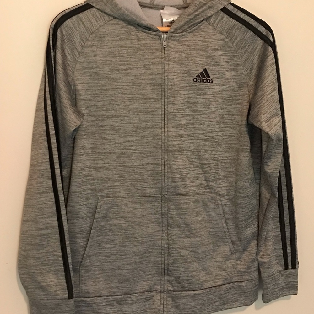 Gray/Black Adidas zip hoodie -boys’ LG-